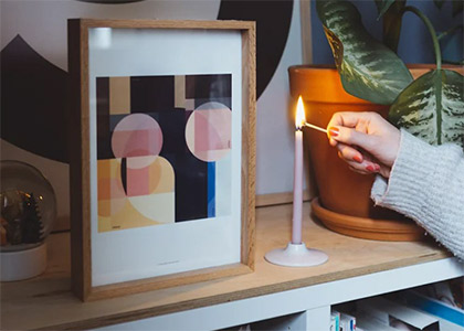Coulorblock kunstwerk in een fotolijst